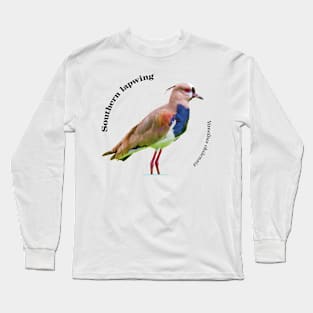 Southern lapwing tropical bird pin black text Long Sleeve T-Shirt